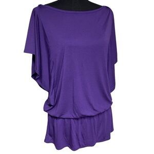 Old Navy Purple Wide Neck Flutter Sleeve Top